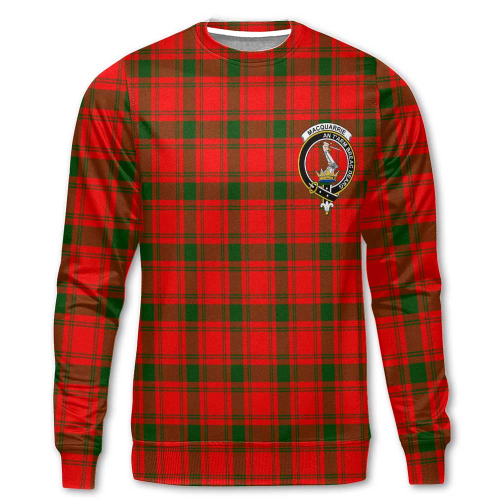 Clan Macquarrie Tartan Women Sweatshirt Crest And Plaid Basic Style