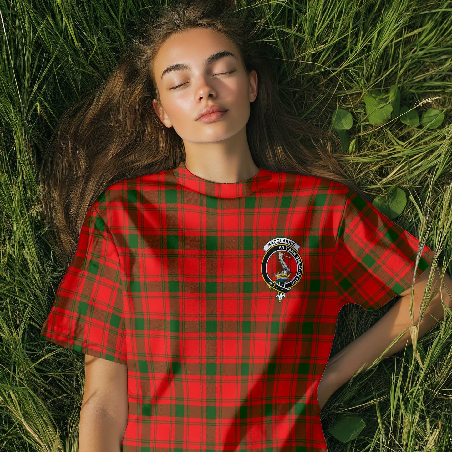 Clan Macquarrie Tartan Women T Shirt Crest And Plaid Basic Style