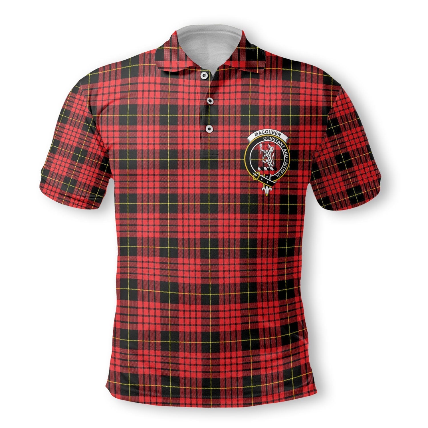 Clan Macqueen Tartan Golf Tartan Men Polo Shirt Crest And Plaid Basic Style