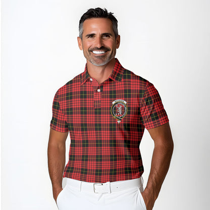 Clan Macqueen Tartan Golf Tartan Men Polo Shirt Crest And Plaid Basic Style