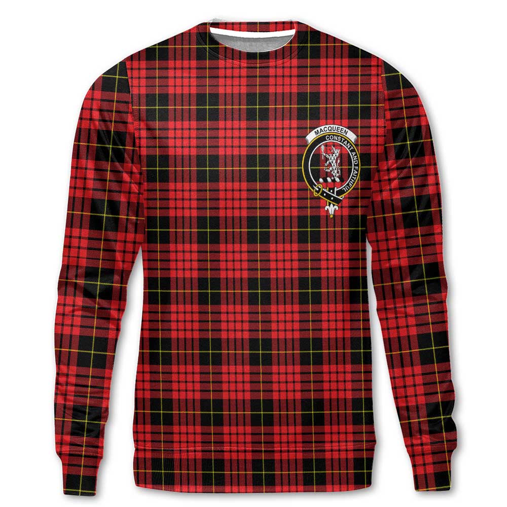 Clan Macqueen Tartan Men Sweatshirt Crest And Plaid Basic Style
