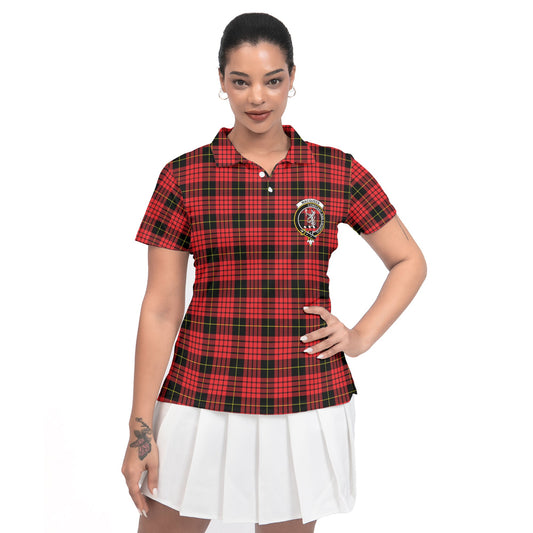 Clan Macqueen Tartan Women Polo Shirt Crest And Plaid Basic Style