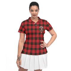 Clan Macqueen Tartan Women Polo Shirt Crest And Plaid Basic Style