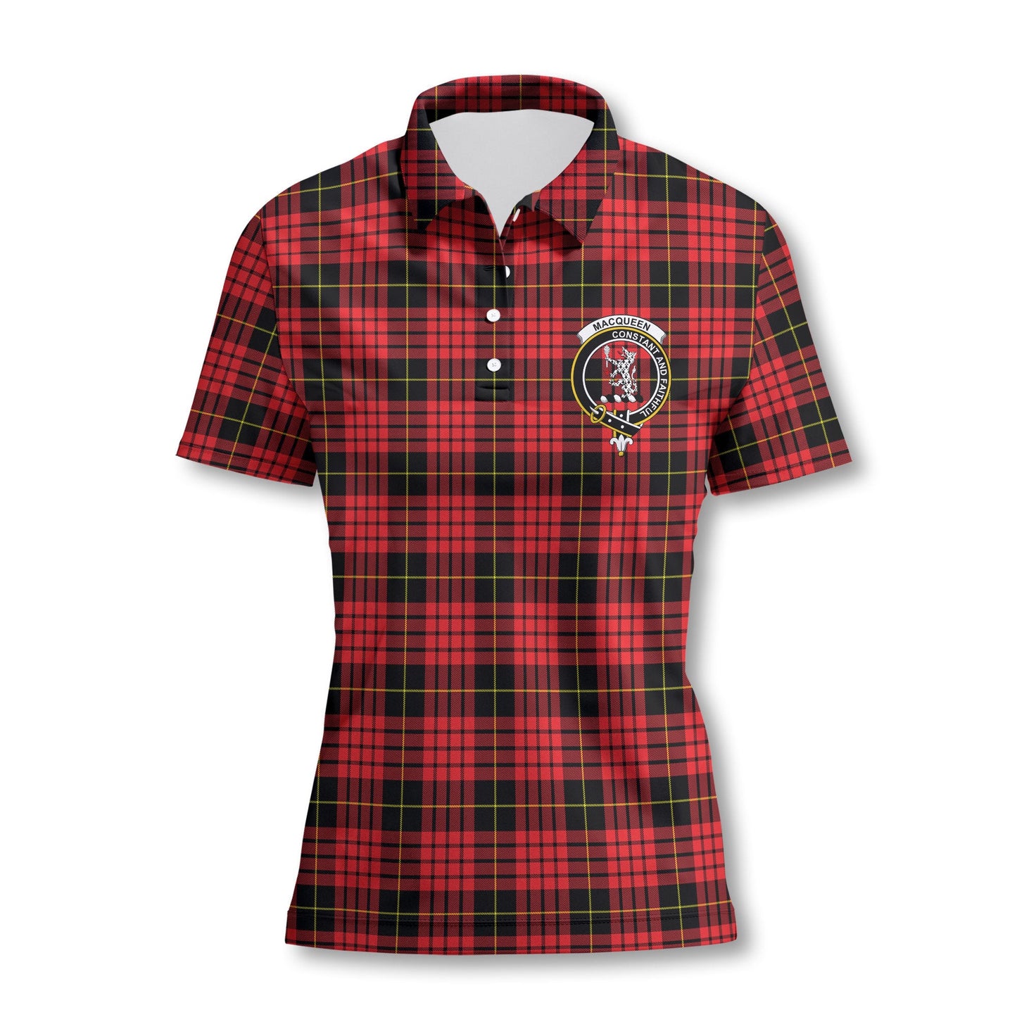 Clan Macqueen Tartan Women Polo Shirt Crest And Plaid Basic Style