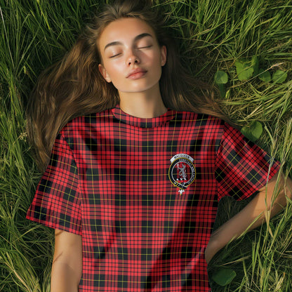 Clan Macqueen Tartan Women T Shirt Crest And Plaid Basic Style