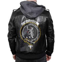 Clan Macqueen Tartan Zip Leather Jacket Crest And Plaid Basic Style