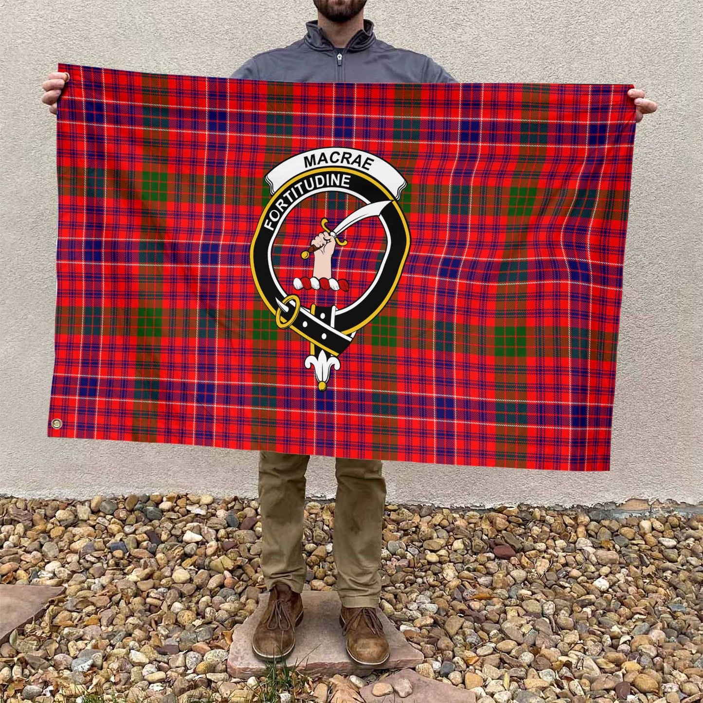 Clan Macrae Tartan Flag Crest And Plaid Basic Style