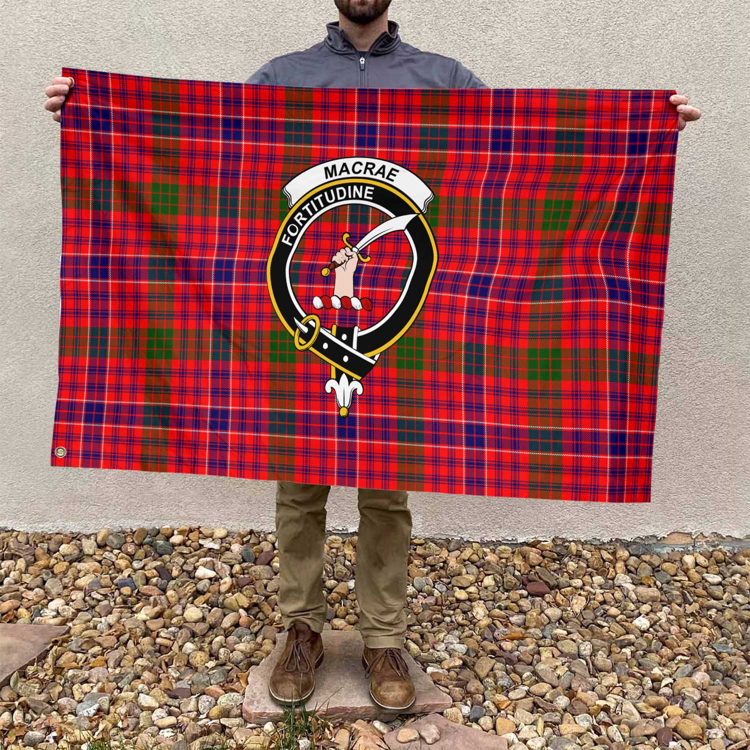 Clan Macrae Tartan Flag Crest And Plaid Basic Style