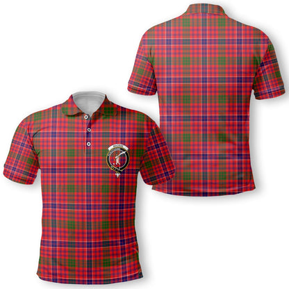 Clan Macrae Tartan Golf Tartan Men Polo Shirt Crest And Plaid Basic Style