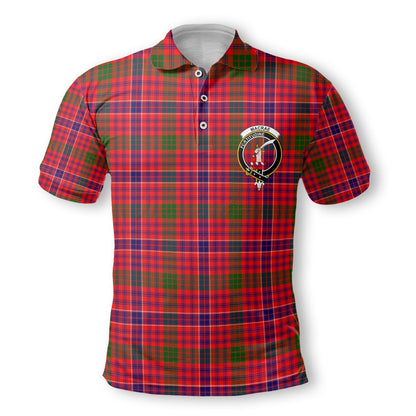 Clan Macrae Tartan Golf Tartan Men Polo Shirt Crest And Plaid Basic Style