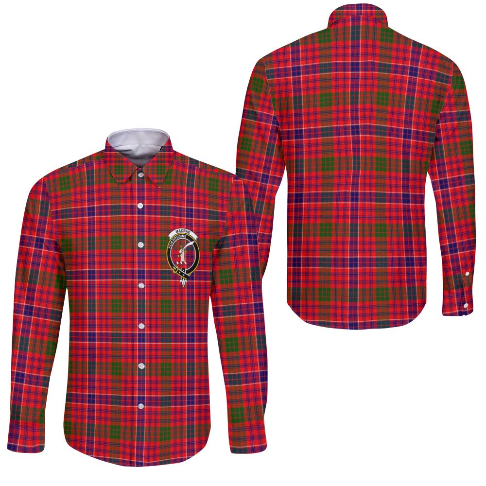 Clan Macrae Tartan Long Sleeve Button Shirt Crest And Plaid Basic Style