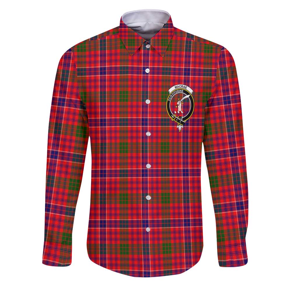 Clan Macrae Tartan Long Sleeve Button Shirt Crest And Plaid Basic Style