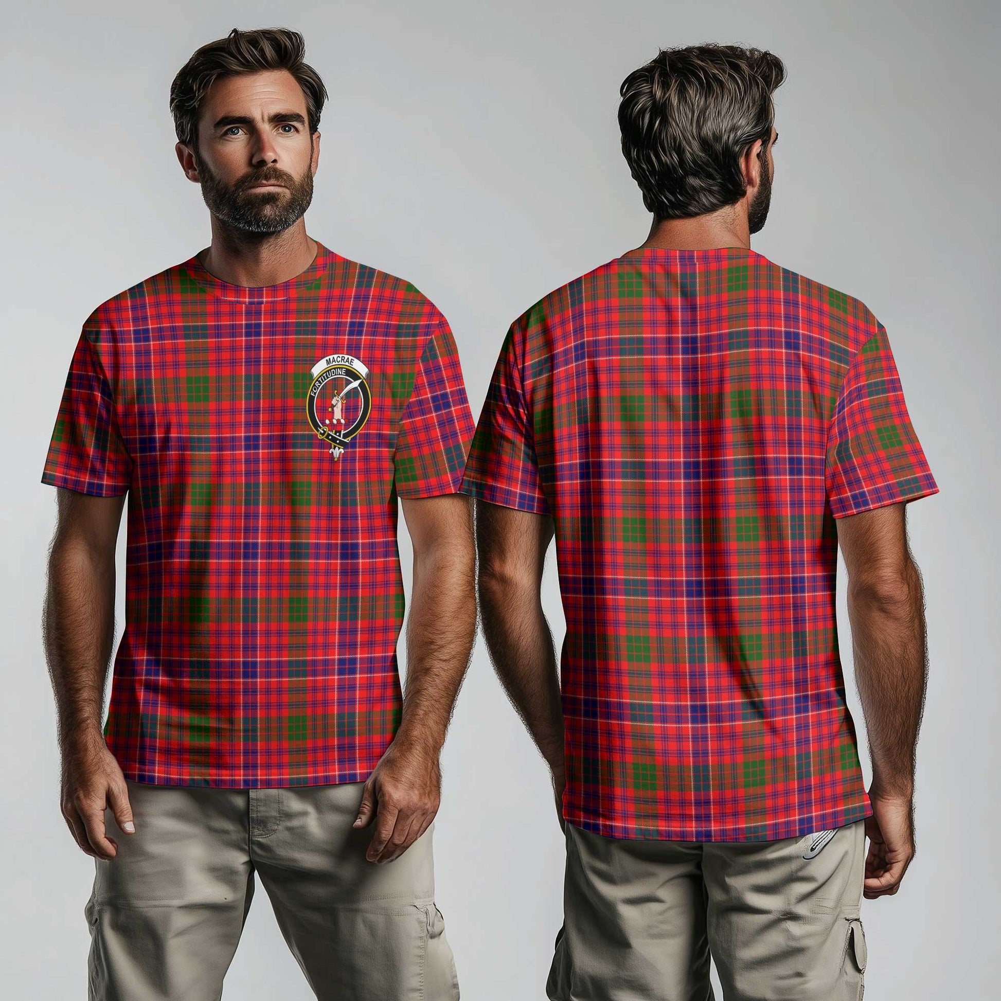 Clan Macrae Tartan Men T Shirt Crest And Plaid Basic Style