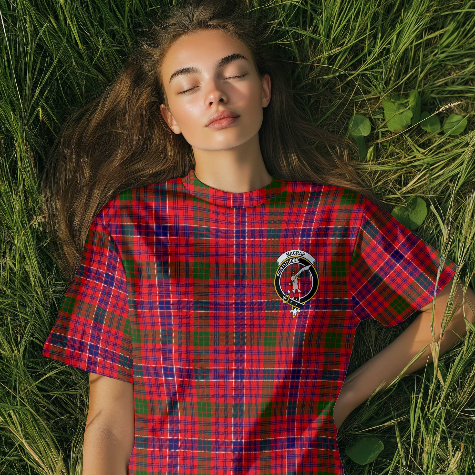 Clan Macrae Tartan Women T Shirt Crest And Plaid Basic Style