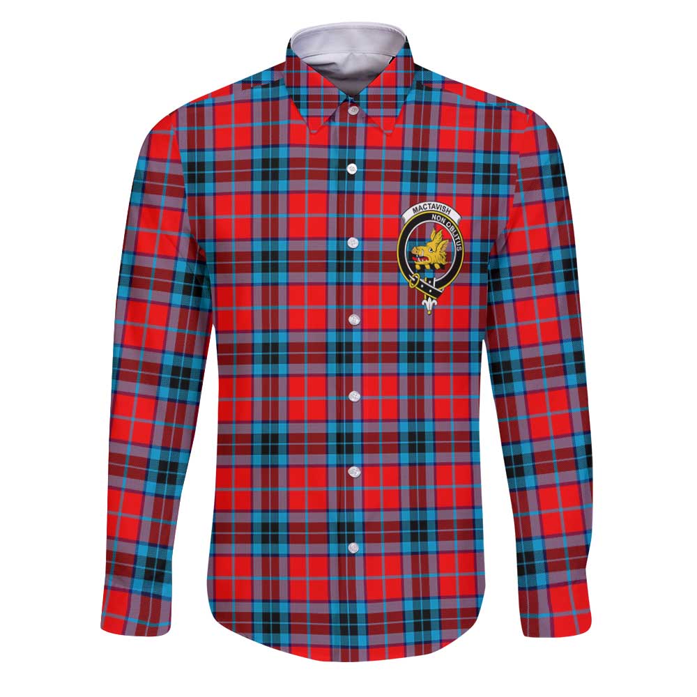 Clan Mactavish Tartan Long Sleeve Button Shirt Crest And Plaid Basic Style