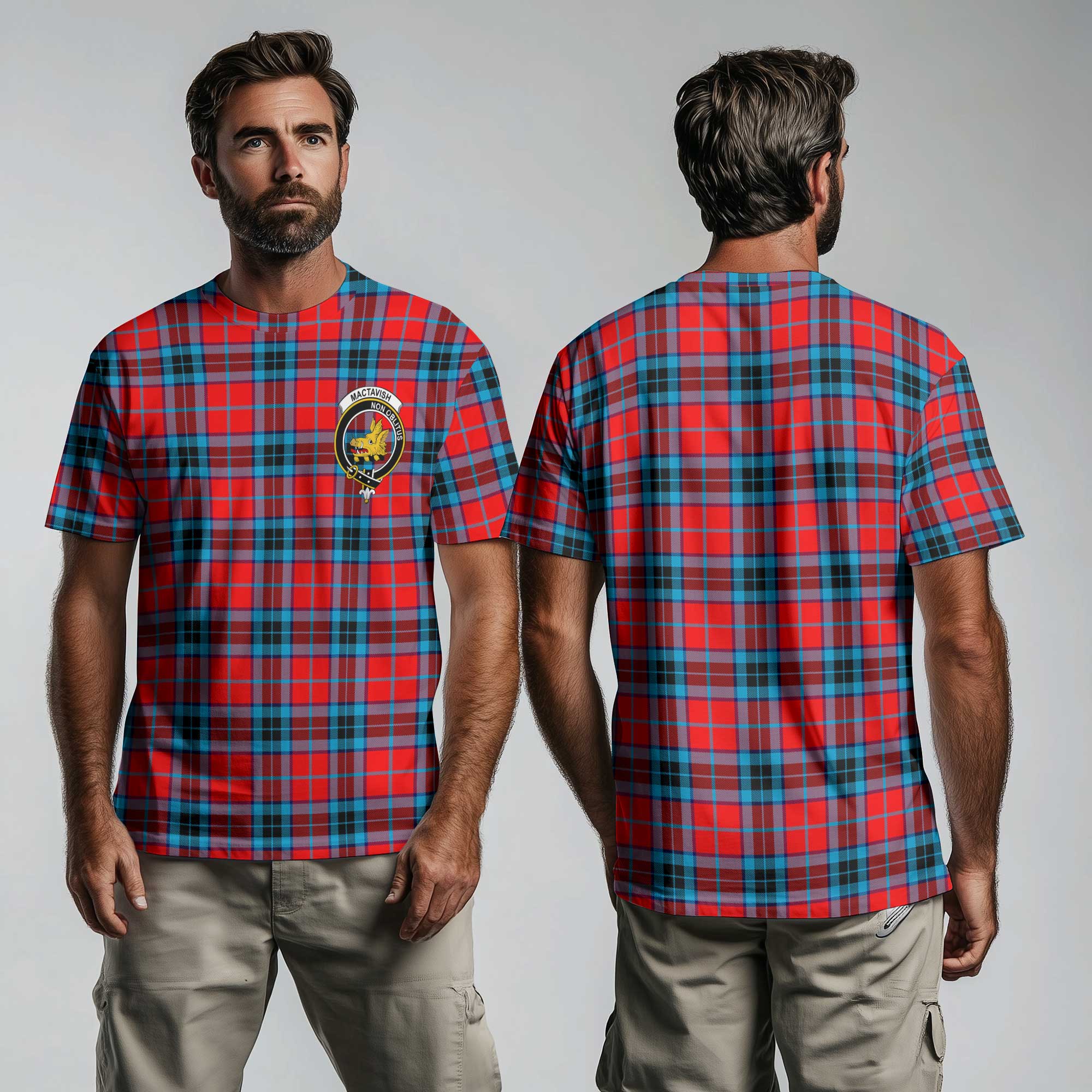 Clan Mactavish Tartan Men T Shirt Crest And Plaid Basic Style