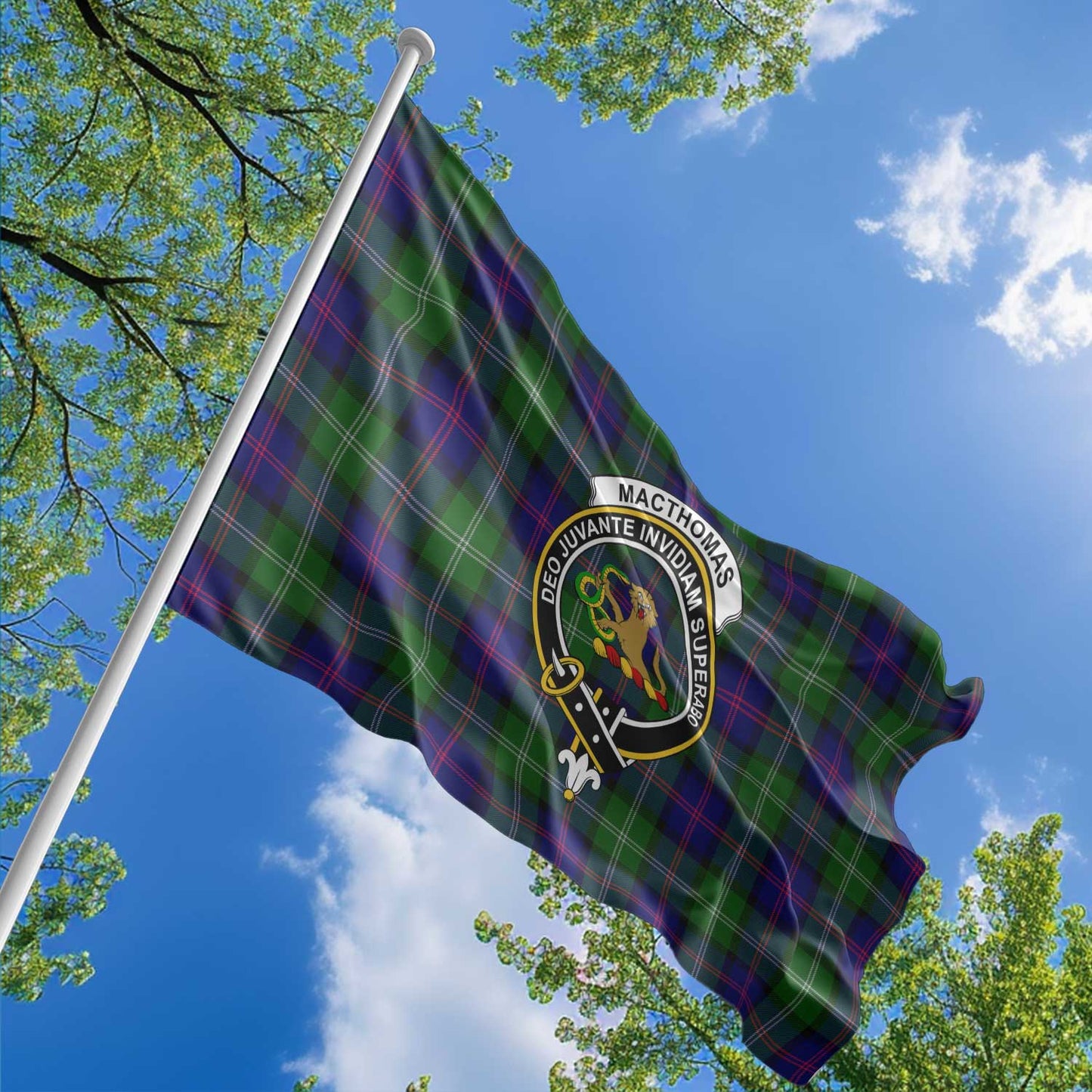 Clan Macthomas Tartan Flag Crest And Plaid Basic Style