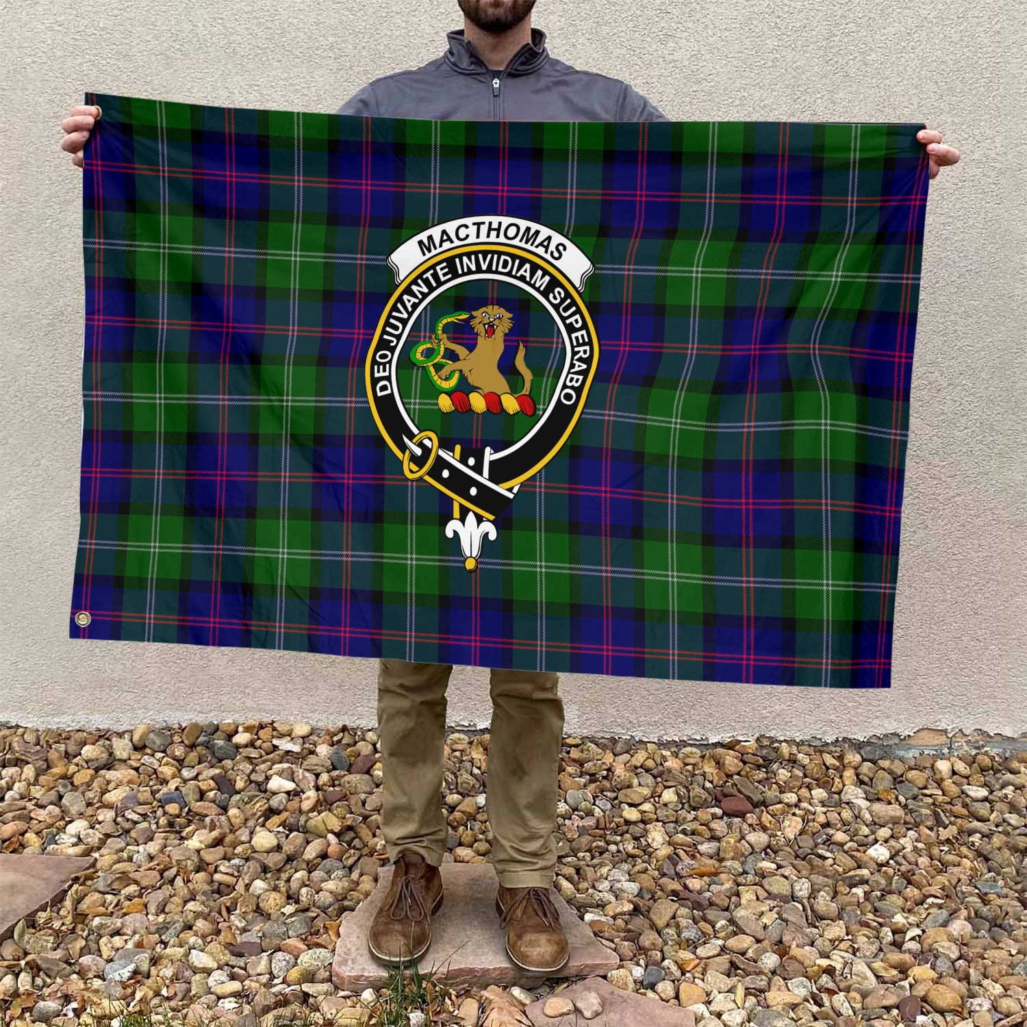 Clan Macthomas Tartan Flag Crest And Plaid Basic Style