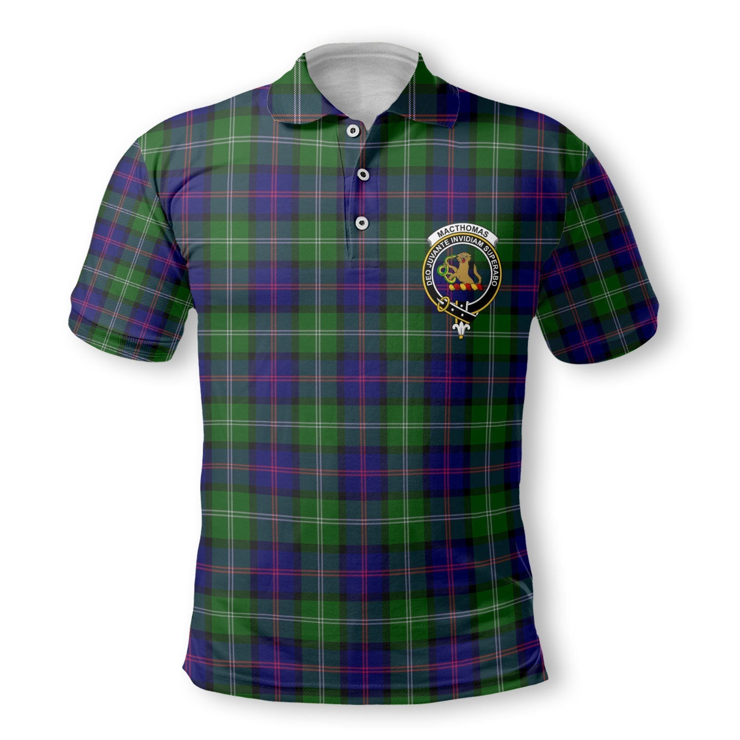 Clan Macthomas Tartan Golf Tartan Men Polo Shirt Crest And Plaid Basic Style