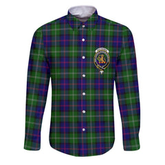 Clan Macthomas Tartan Long Sleeve Button Shirt Crest And Plaid Basic Style