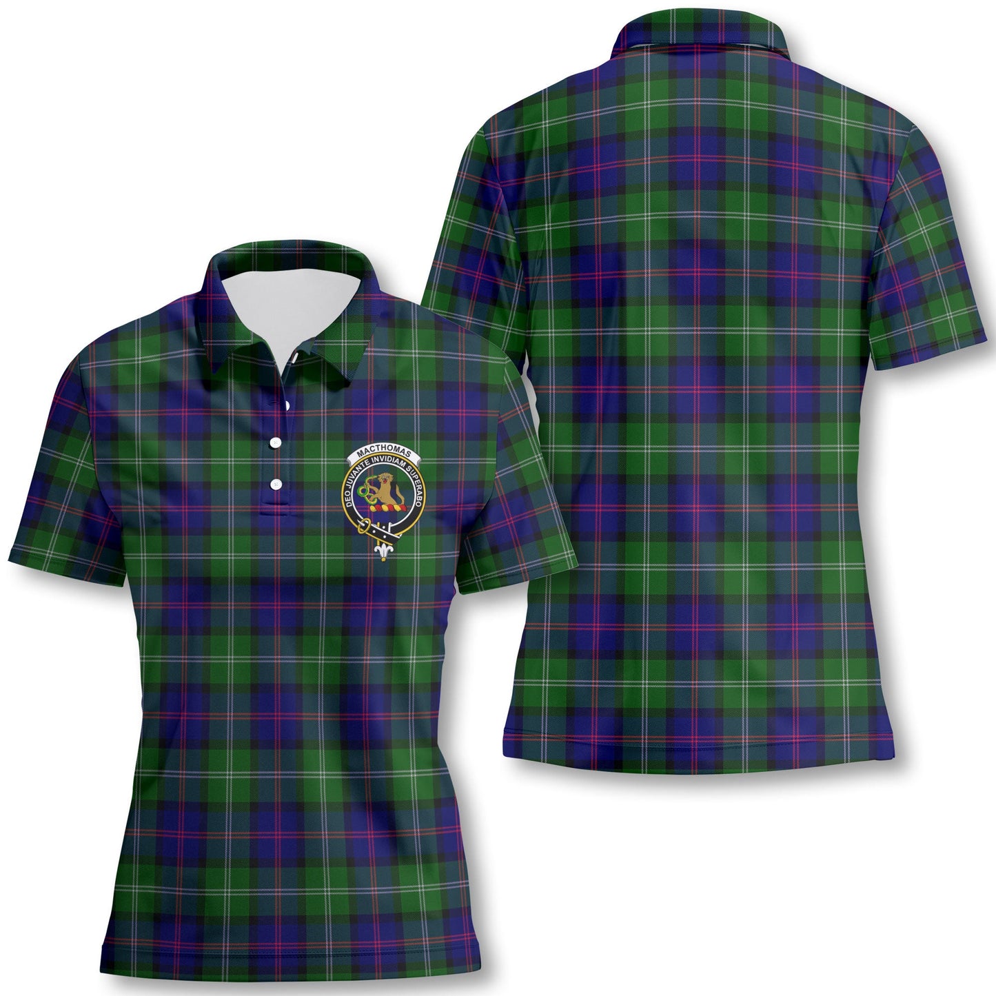 Clan Macthomas Tartan Women Polo Shirt Crest And Plaid Basic Style