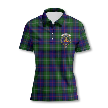 Clan Macthomas Tartan Women Polo Shirt Crest And Plaid Basic Style