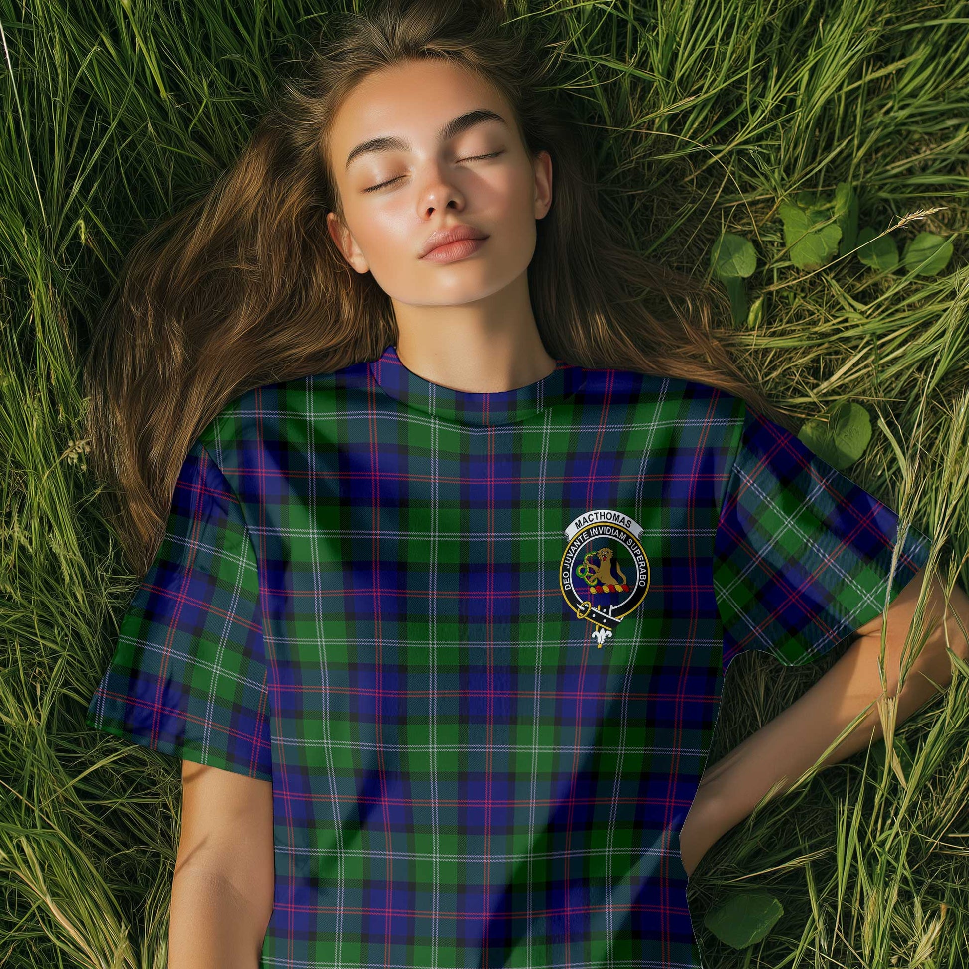 Clan Macthomas Tartan Women T Shirt Crest And Plaid Basic Style