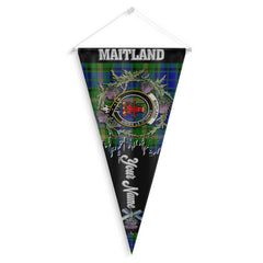 Clan Maitland Tartan Felt Pennant Crest And Plaid Basic Style