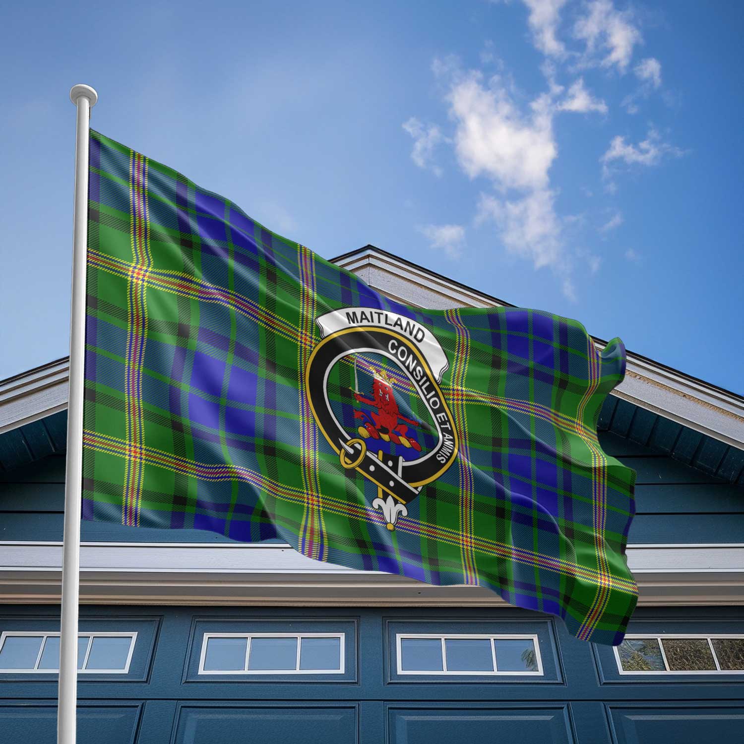Clan Maitland Tartan Flag Crest And Plaid Basic Style