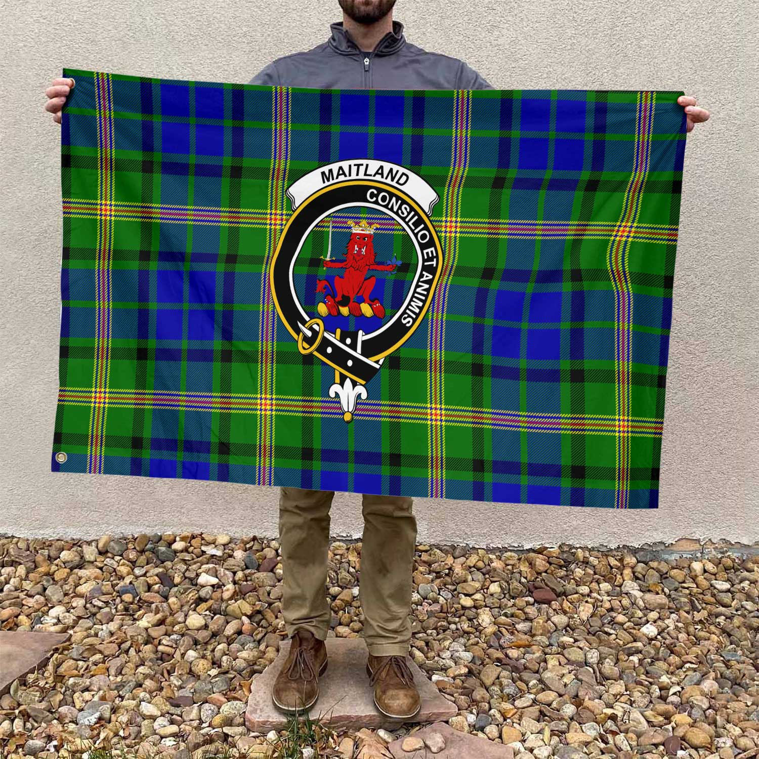 Clan Maitland Tartan Flag Crest And Plaid Basic Style