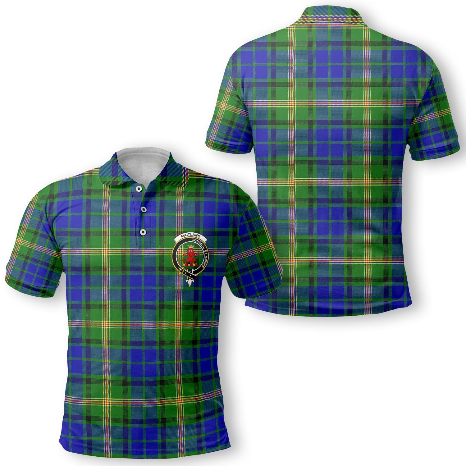 Clan Maitland Tartan Golf Men Polo Shirt Crest And Plaid Basic Style