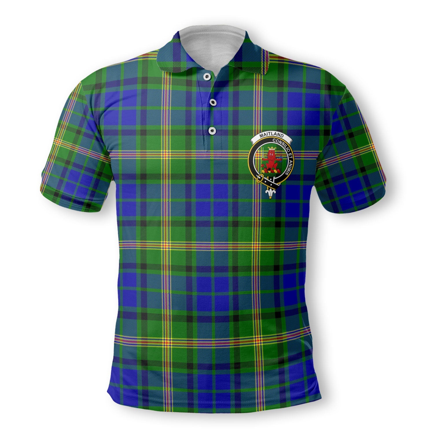 Clan Maitland Tartan Golf Men Polo Shirt Crest And Plaid Basic Style