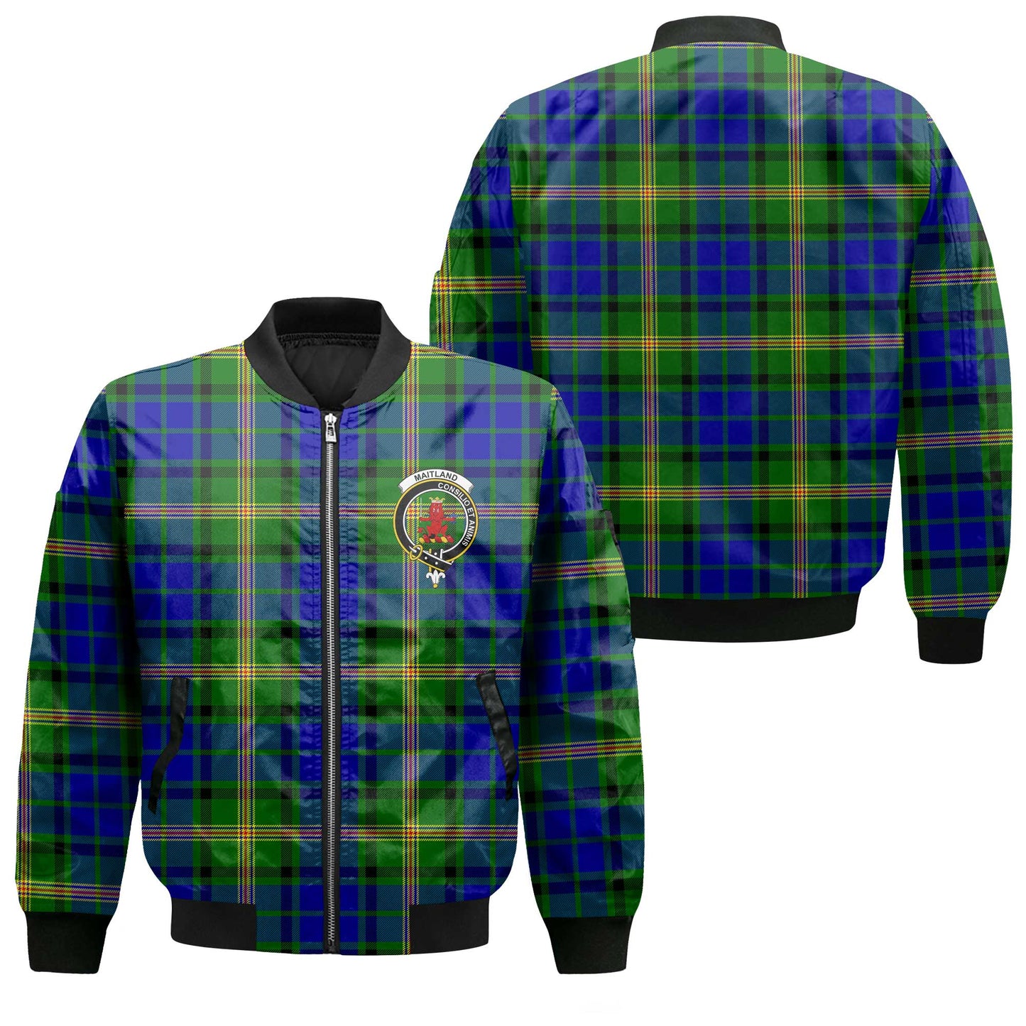 Clan Maitland Tartan Men Bomber Jacket Crest And Plaid Basic Style