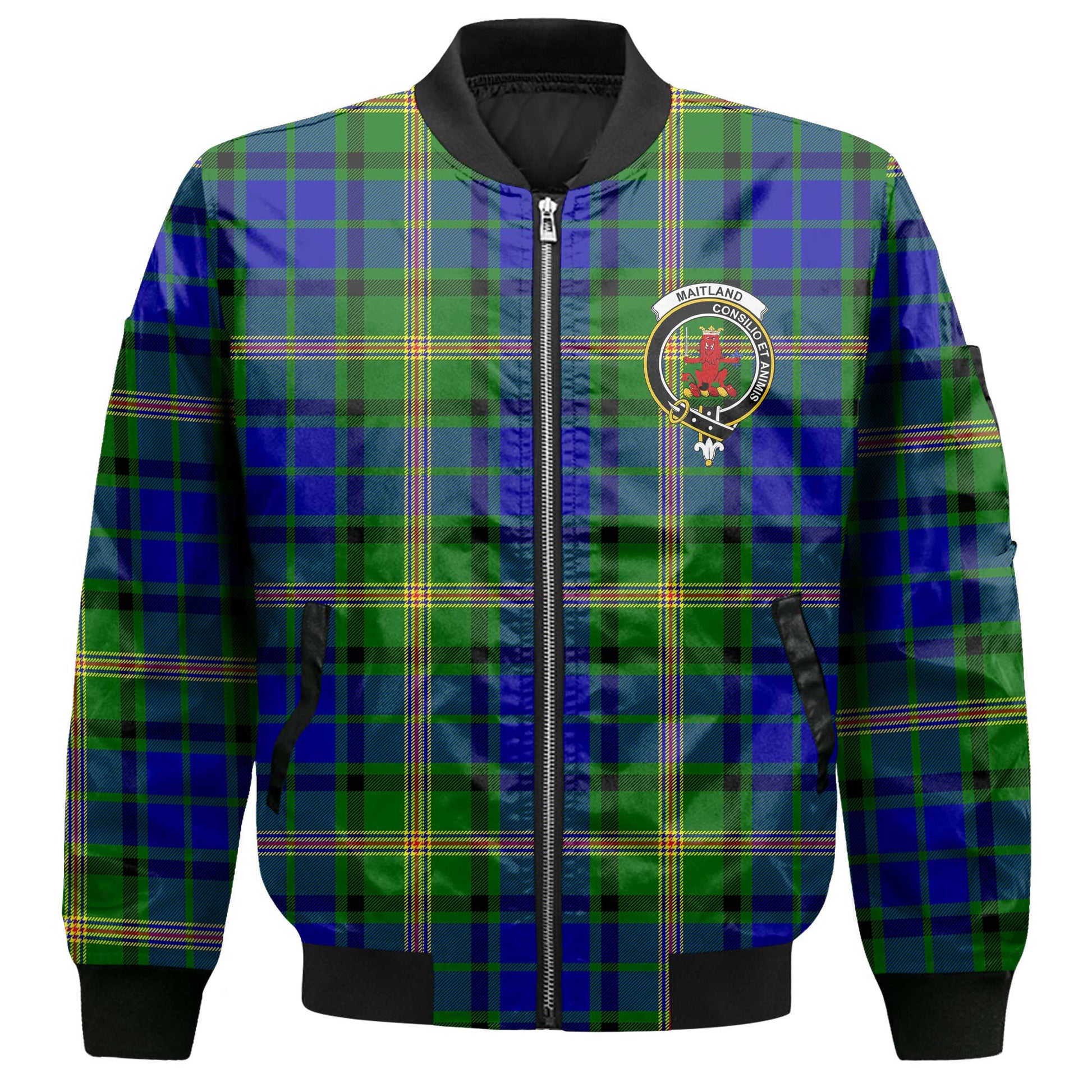 Clan Maitland Tartan Men Bomber Jacket Crest And Plaid Basic Style