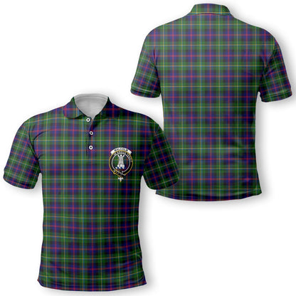 Clan Malcolm Tartan Golf Tartan Men Polo Shirt Crest And Plaid Basic Style