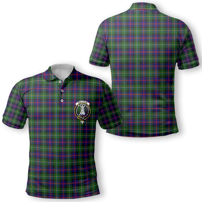 Clan Malcolm Tartan Golf Men Polo Shirt Crest And Plaid Basic Style