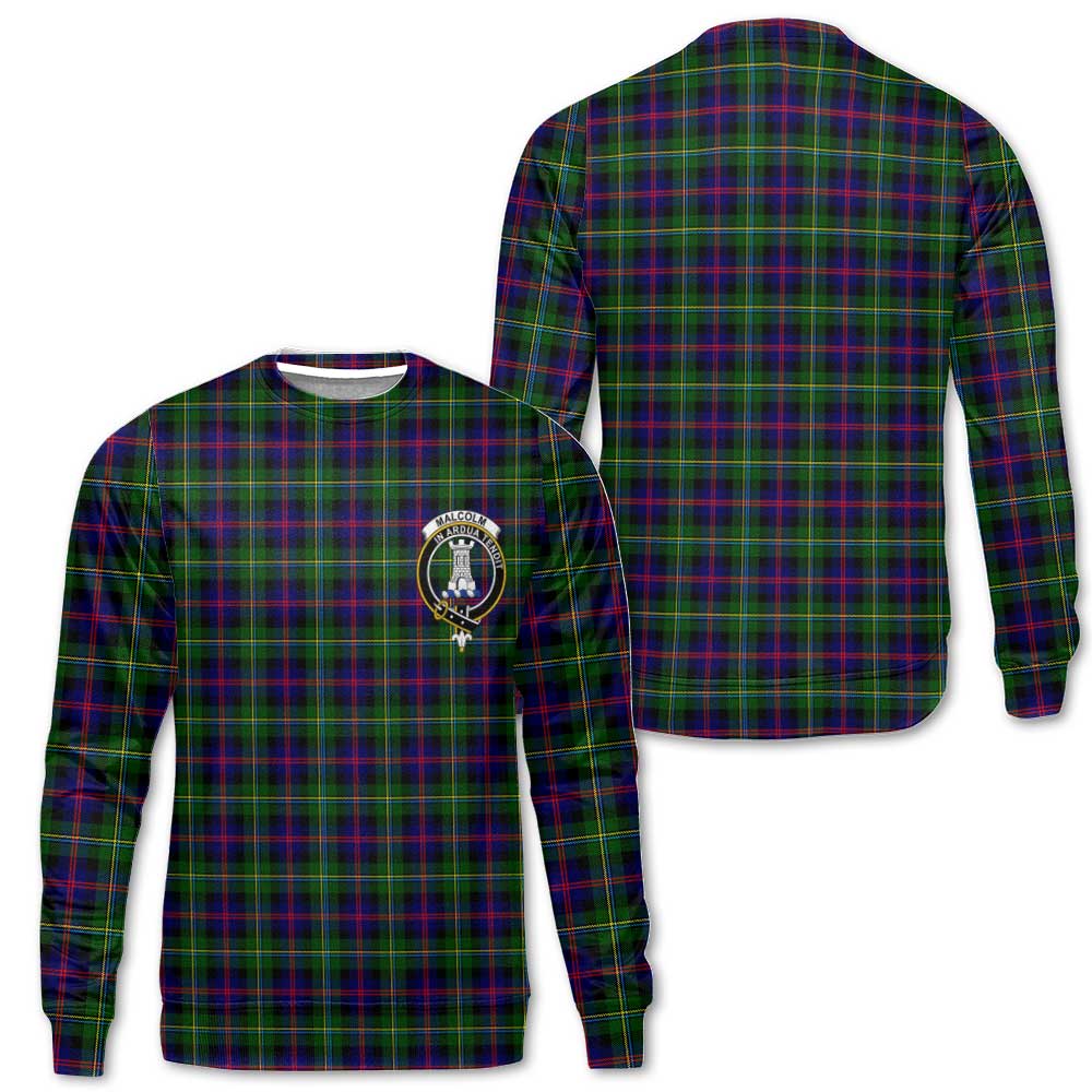 Clan Malcolm Tartan Men Sweatshirt Crest And Plaid Basic Style