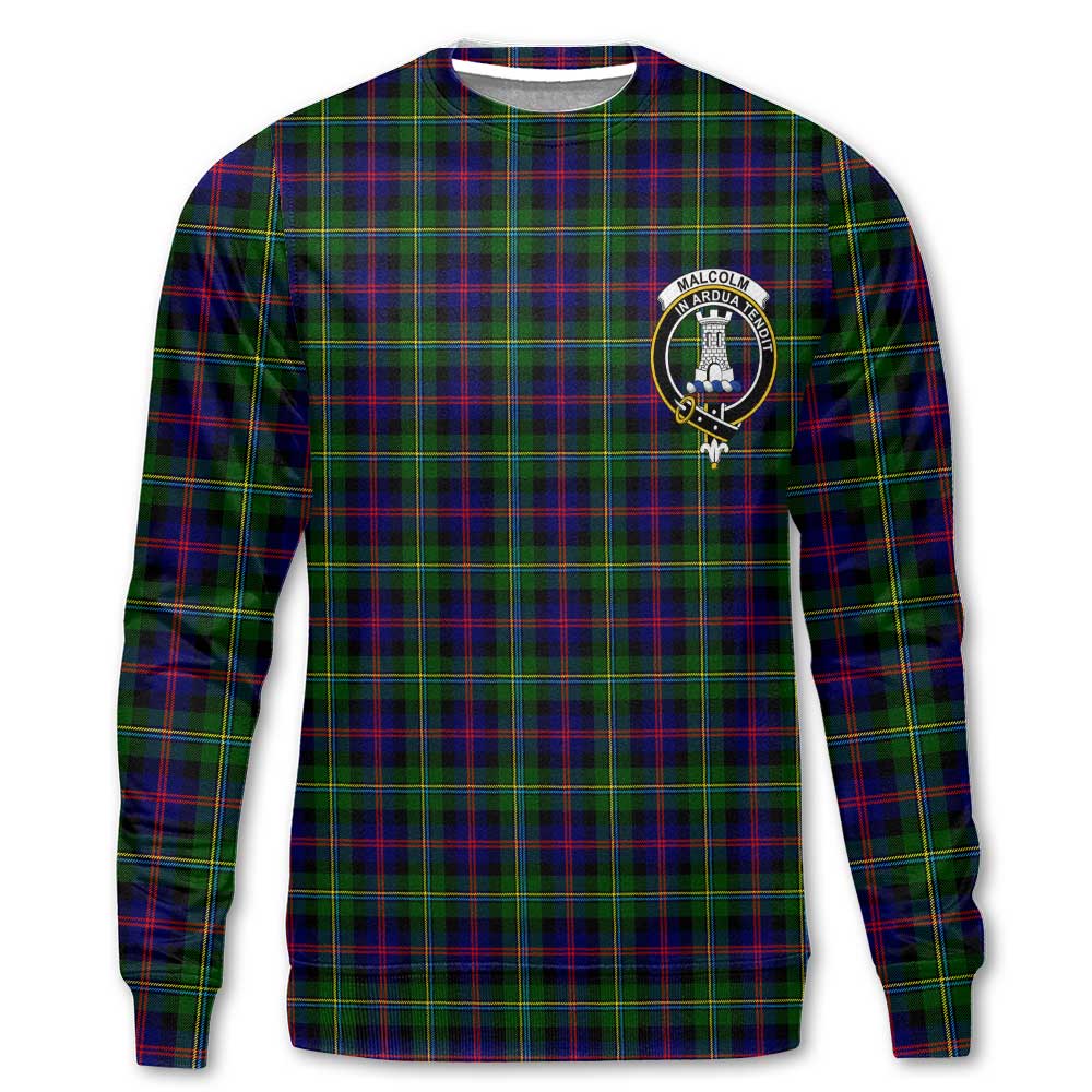 Clan Malcolm Tartan Men Sweatshirt Crest And Plaid Basic Style