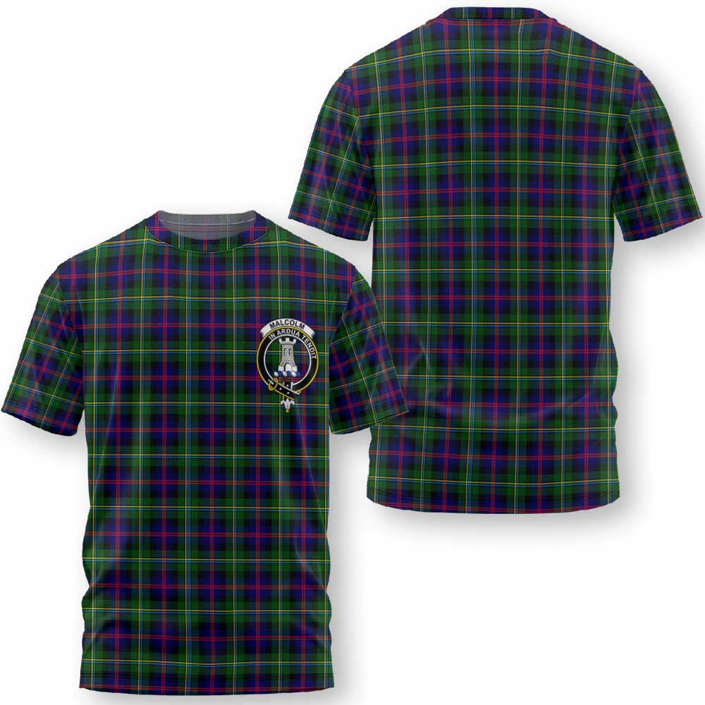 Clan Malcolm Tartan Men T Shirt Crest And Plaid Basic Style