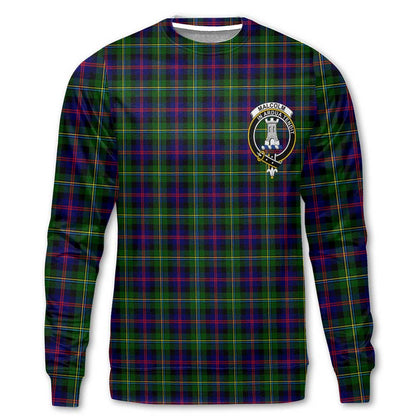 Clan Malcolm Tartan Women Sweatshirt Crest And Plaid Basic Style