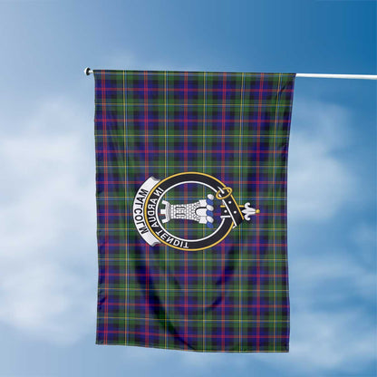 Clan Malcolm Or Maccallum Tartan Flag Crest And Plaid Basic Style