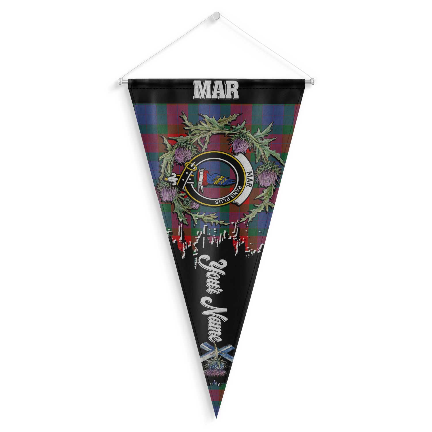 Clan Mar Tartan Felt Pennant Crest And Plaid Basic Style