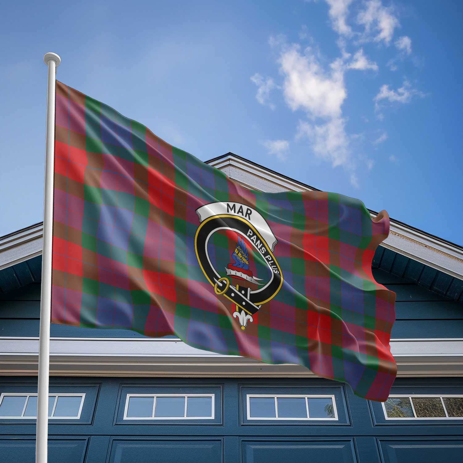 Clan Mar Tartan Flag Crest And Plaid Basic Style