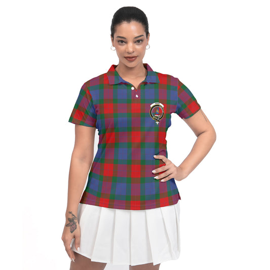 Clan Mar Tartan Women Polo Shirt Crest And Plaid Basic Style