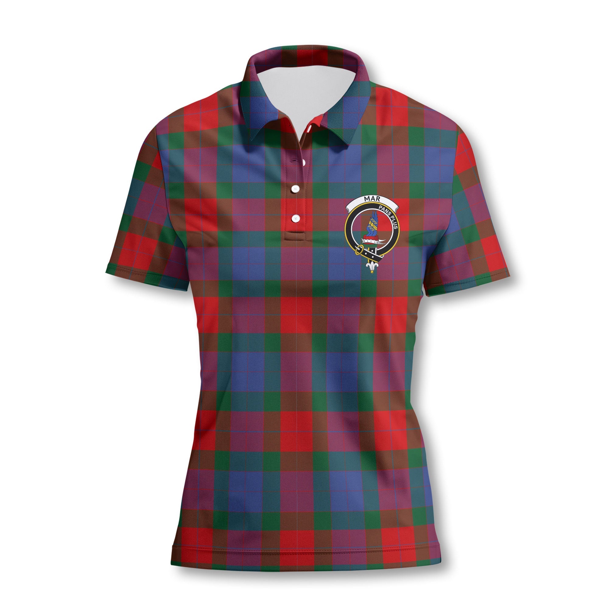 Clan Mar Tartan Women Polo Shirt Crest And Plaid Basic Style