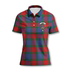 Clan Mar Tartan Women Polo Shirt Crest And Plaid Basic Style