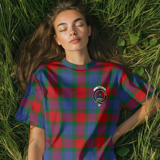 Clan Mar Tartan Women T Shirt Crest And Plaid Basic Style