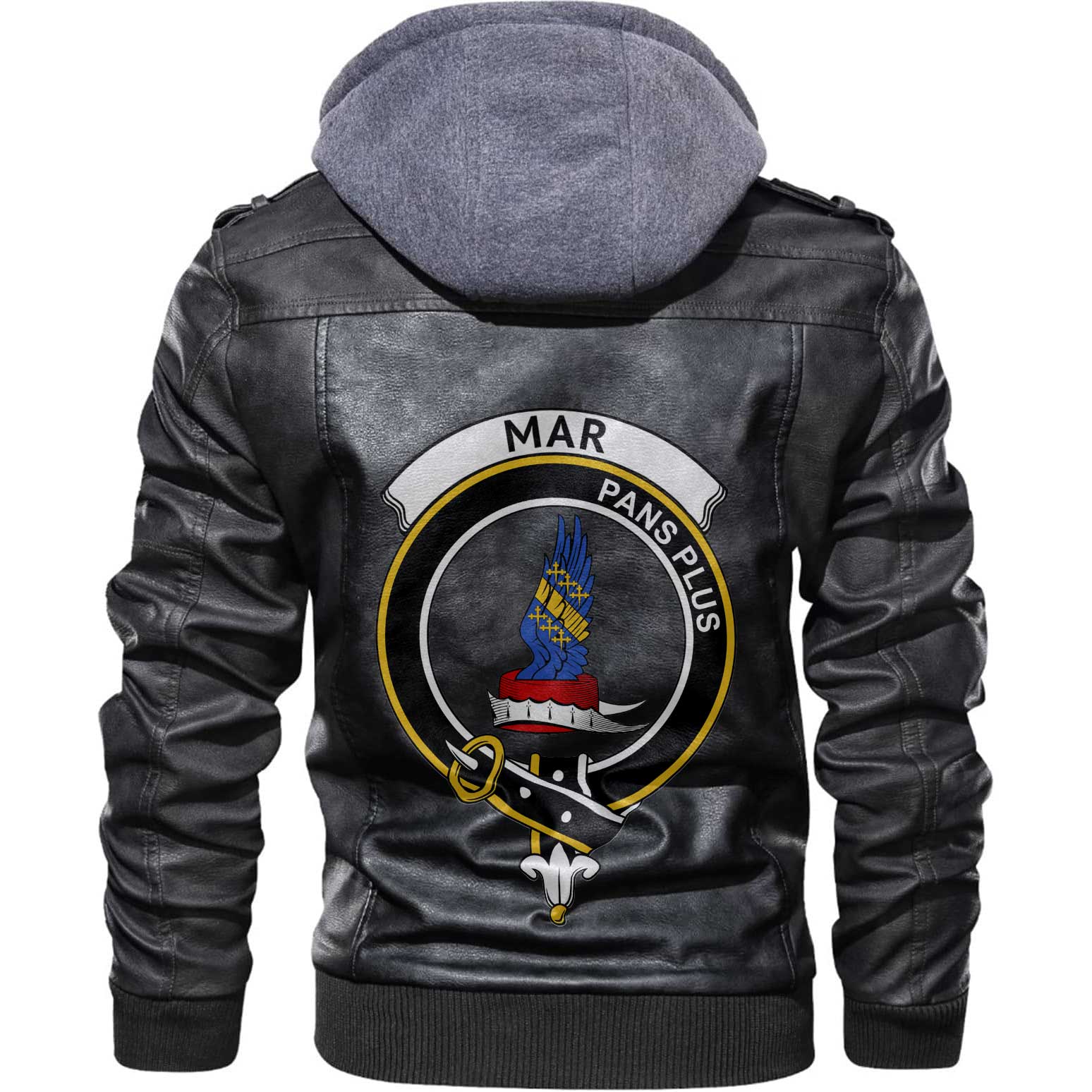 Clan Mar Tartan Zip Leather Jacket Crest And Plaid Basic Style