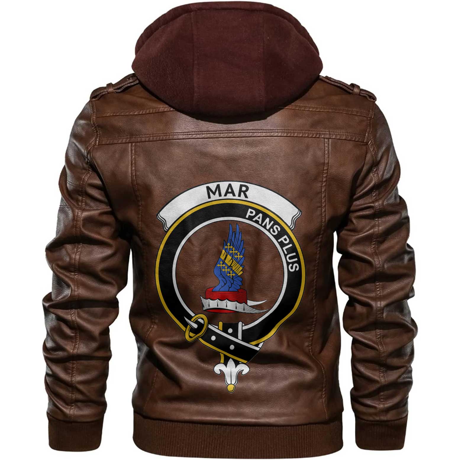 Clan Mar Tartan Zip Leather Jacket Crest And Plaid Basic Style