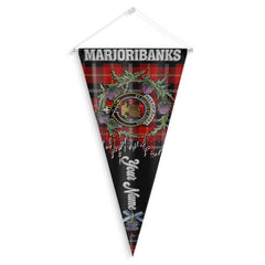 Clan Marjoribanks Tartan Felt Pennant Crest And Plaid Basic Style